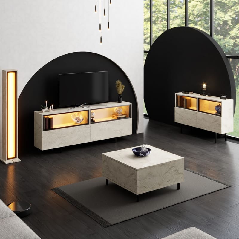 Cielieucel TV-bänk 180 cm - Travertin - Möbler - Tv möbel & mediamöbel - Mediastativ & väggfäste