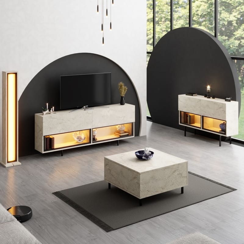 Cielieucel TV-bänk 180 cm - Travertin - Möbler - Tv möbel & mediamöbel - Mediastativ & väggfäste