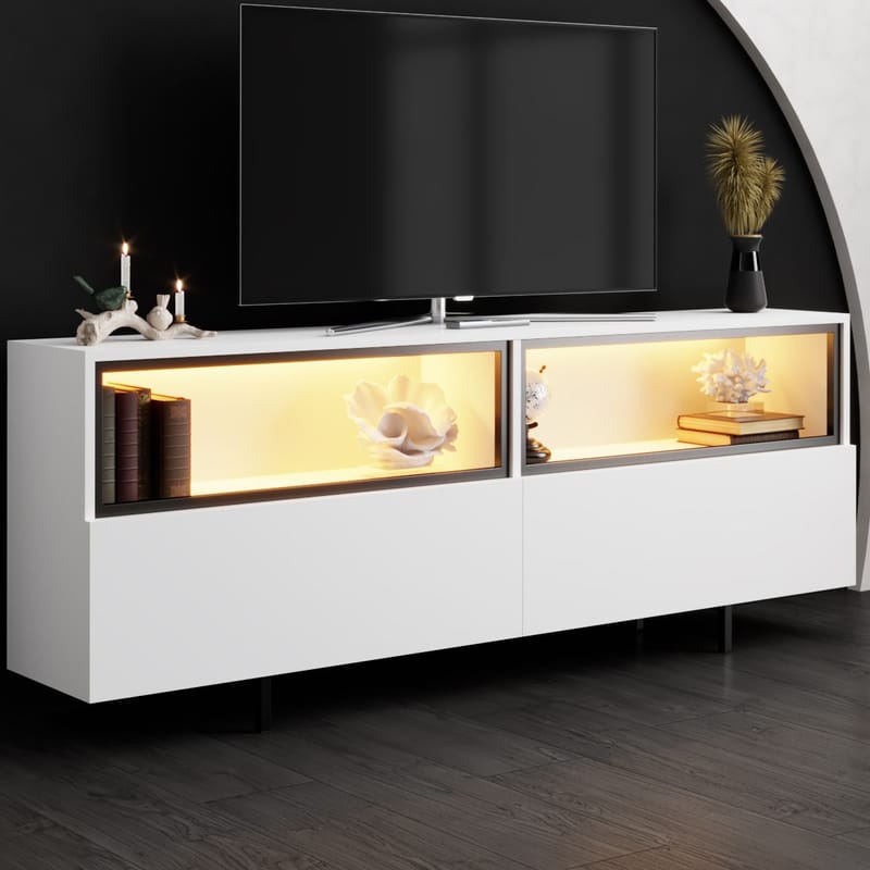 Cielieucel TV-bänk 180 cm - Vit - Möbler - Tv möbel & mediamöbel - Mediastativ & väggfäste