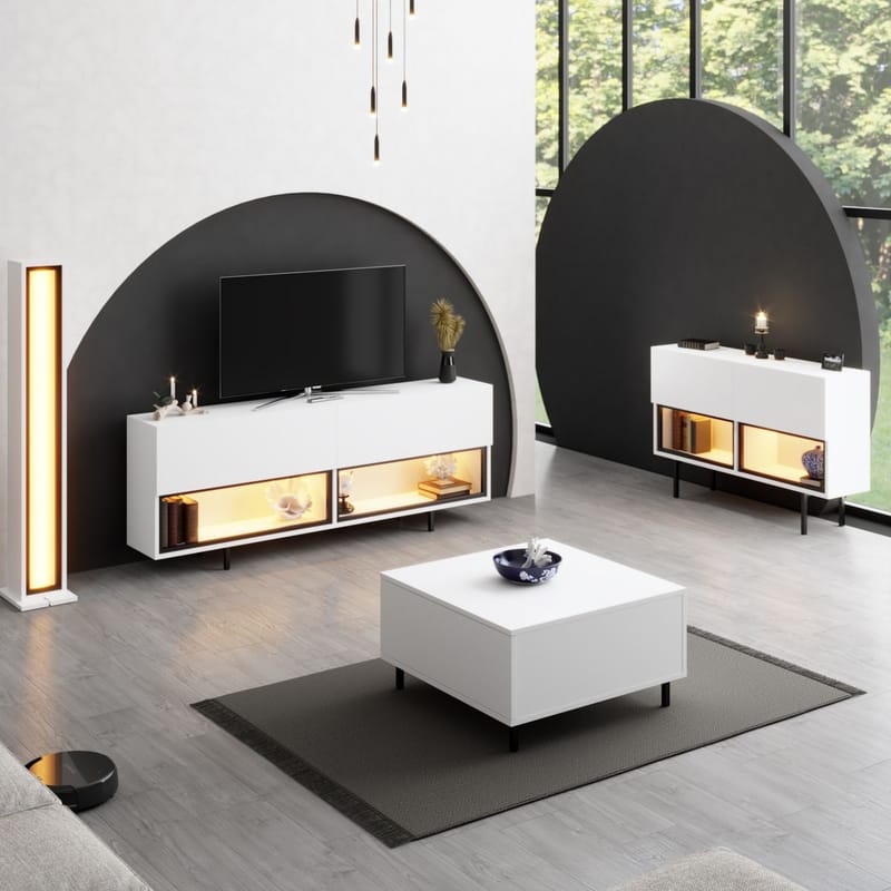 Cielieucel TV-bänk 180 cm - Vit - Möbler - Tv möbel & mediamöbel - Mediastativ & väggfäste