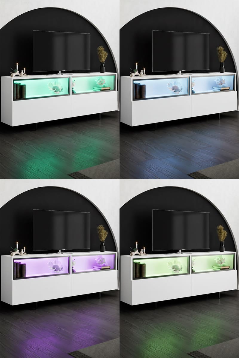 Cielieucel TV-bänk 180 cm - Vit - Möbler - Tv möbel & mediamöbel - Mediastativ & väggfäste