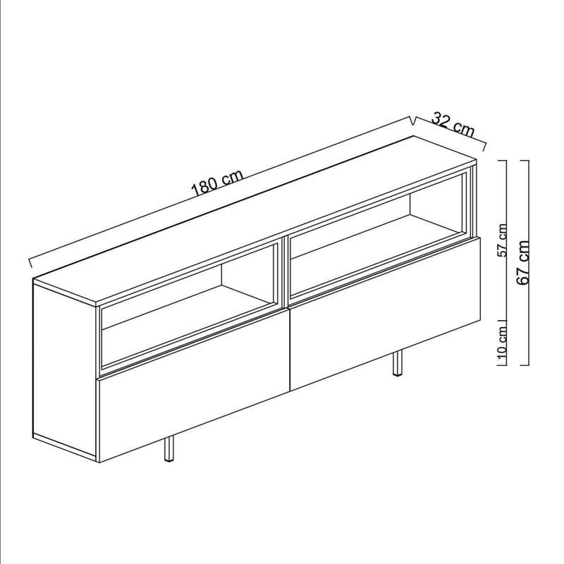 Cielieucel TV-bänk 180 cm - Vit - Möbler - Tv möbel & mediamöbel - Mediastativ & väggfäste