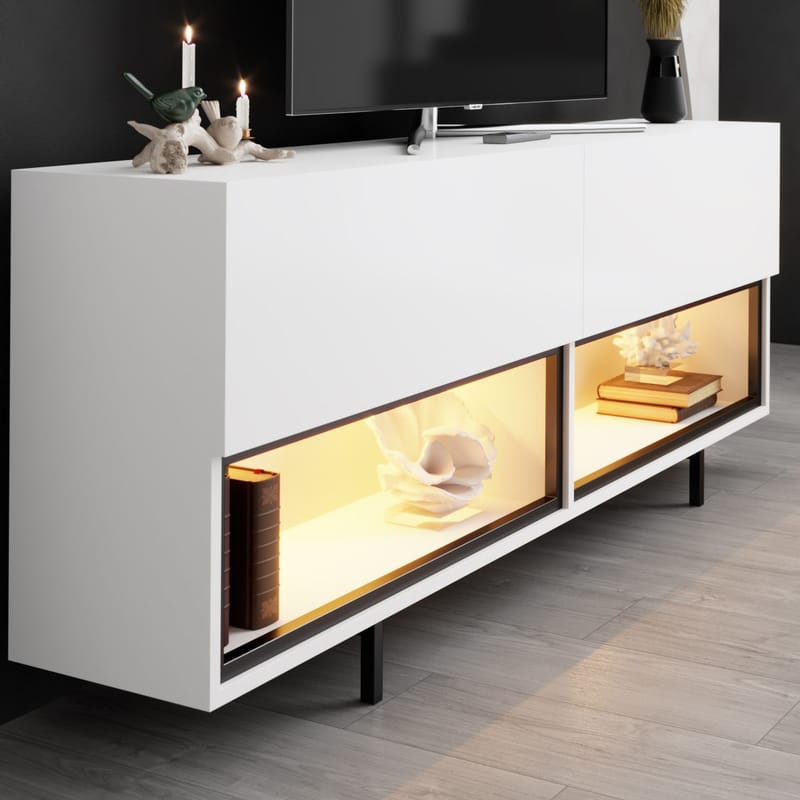 Cielieucel TV-bänk 180 cm - Vit - Möbler - Tv möbel & mediamöbel - Mediastativ & väggfäste