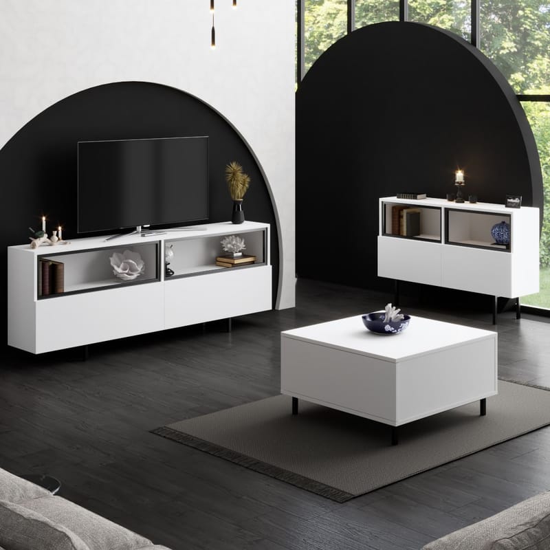 Cielieucel TV-bänk 180 cm - Vit - Möbler - Tv möbel & mediamöbel - Mediastativ & väggfäste