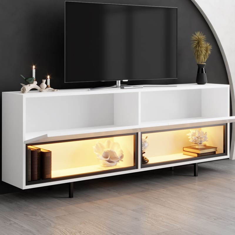 Cielieucel TV-bänk 180 cm - Vit - Möbler - Tv möbel & mediamöbel - Mediastativ & väggfäste