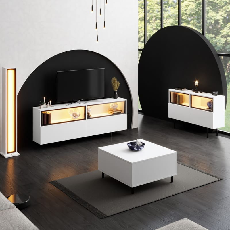 Cielieucel TV-bänk 180 cm - Vit - Möbler - Tv möbel & mediamöbel - Mediastativ & väggfäste