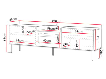 Clarinor Tv-bänk 200 cm Eldstad med värmefunktion - Beige|svart - Möbler - Tv möbel & mediamöbel - TV bänk & mediabänk