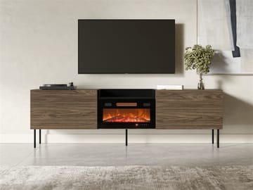 Clarinor Tv-bänk 200 cm Eldstad med värmefunktion - Brun|svart - Möbler - Tv möbel & mediamöbel - TV bänk & mediabänk