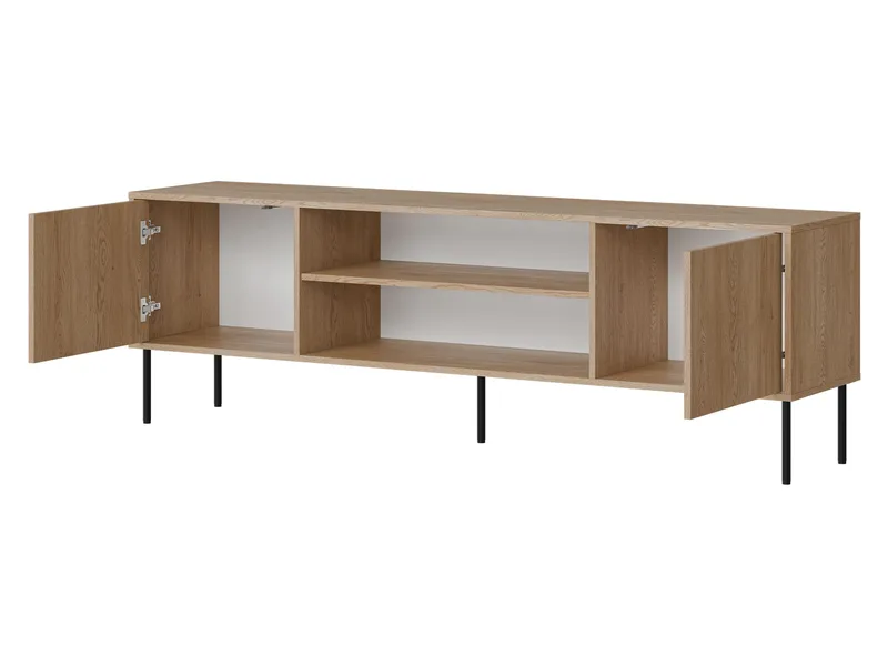 Claven Golvstående Tv-bänk 183 cm med Förvaring i Trä och ekutseende - Beige - Möbler - Tv möbel & mediamöbel - TV bänk & mediabänk