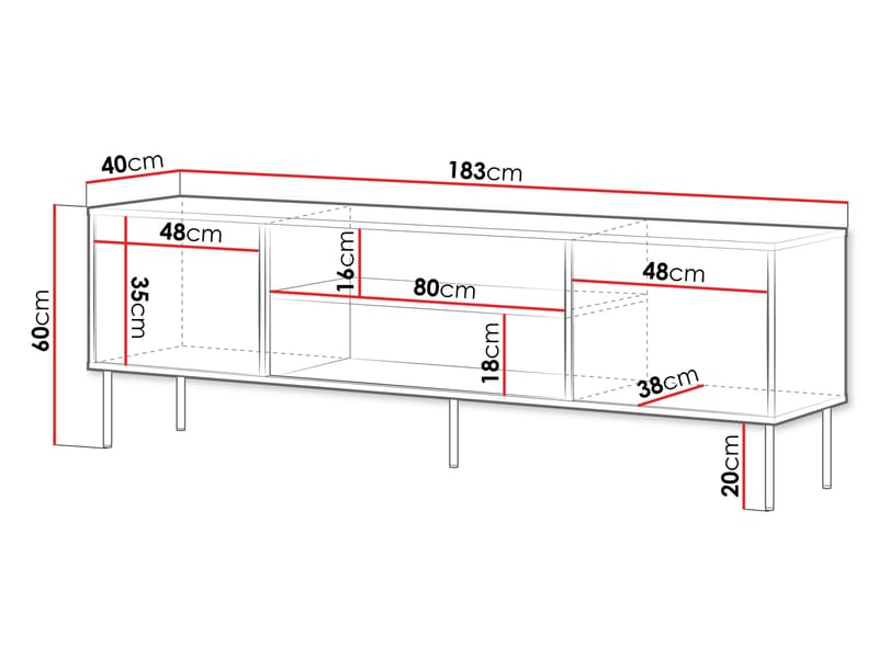 Claven Tv-bänk 183 cm - brun - Möbler - Tv möbel & mediamöbel - TV bänk & mediabänk
