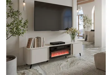 Clement Golvstående TV Bänk 200 cm med Förvaring i Målat Trä - Beige - Möbler - Tv möbel & mediamöbel - TV bänk & mediabänk