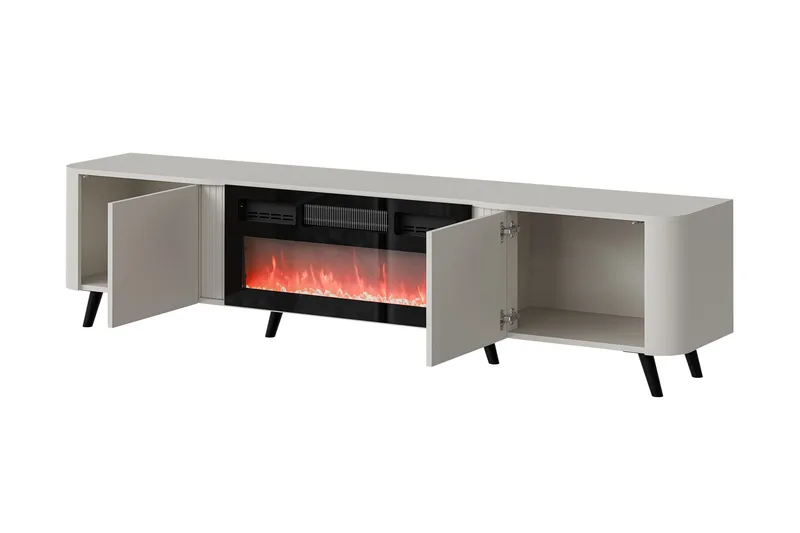 Clement Golvstående TV Bänk 200 cm med Förvaring i Målat Trä - Beige - Möbler - Tv möbel & mediamöbel - TV bänk & mediabänk