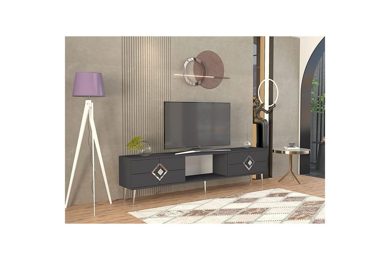 Cleryn Tv-bänk 150 cm - Antracit/Silver - Möbler - Tv möbel & mediamöbel - TV bänk & mediabänk
