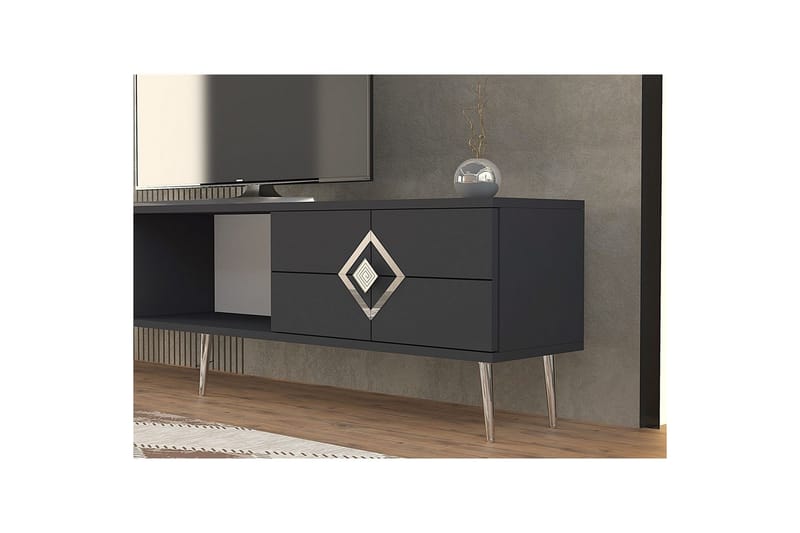 Cleryn Tv-bänk 150 cm - Antracit/Silver - Möbler - Tv möbel & mediamöbel - TV bänk & mediabänk