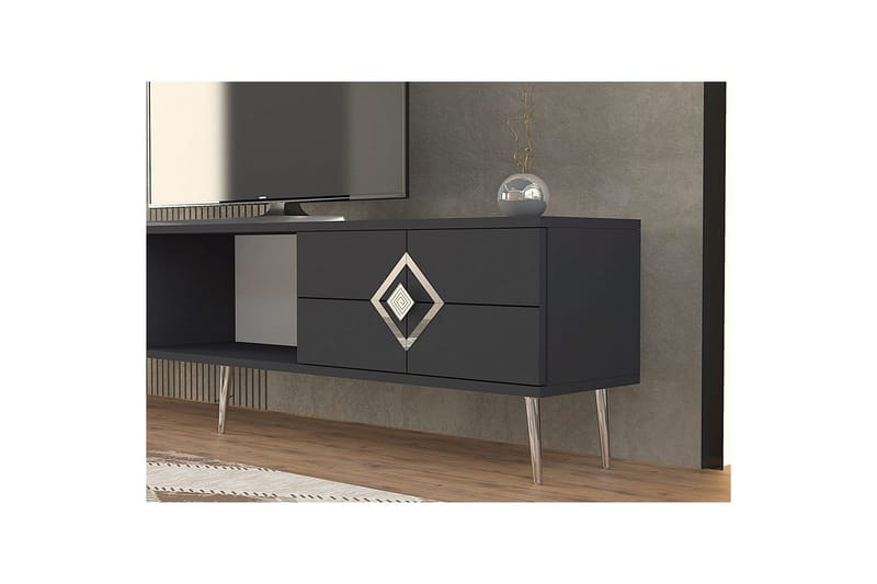 Cleryn Tv-bänk 150 cm - Antracit/Silver - Möbler - Tv möbel & mediamöbel - TV bänk & mediabänk
