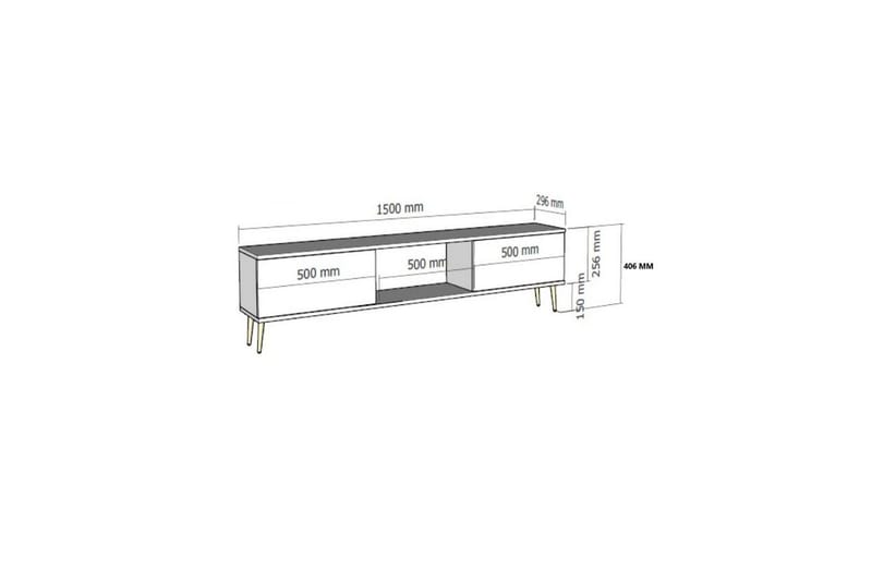 Cleryn Tv-bänk 150 cm - Vit/Guld - Möbler - Tv möbel & mediamöbel - TV bänk & mediabänk