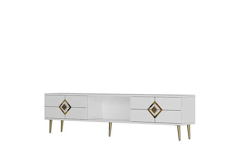 Cleryn Tv-bänk 150 cm - Vit/Guld - Möbler - Tv möbel & mediamöbel - TV bänk & mediabänk