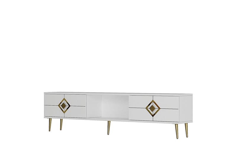 Cleryn Tv-bänk 150 cm - Vit/Guld - Möbler - Tv möbel & mediamöbel - TV bänk & mediabänk