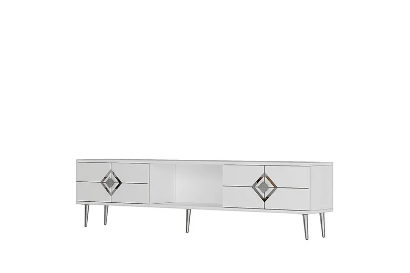 Cleryn Tv-bänk 150 cm - Vit/Silver - Möbler - Tv möbel & mediamöbel - TV bänk & mediabänk
