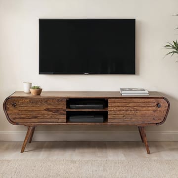 Coreri Golvstående Tv Bänk 160 cm med Förvaring i Valnöt - Brun - Möbler - Tv möbel & mediamöbel - TV bänk & mediabänk