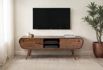 Coreri Golvstående Tv Bänk 160 cm med Förvaring i Valnöt - Brun - Möbler - Tv möbel & mediamöbel - TV bänk & mediabänk