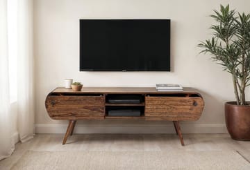 Coreri Golvstående Tv Bänk 160 cm med Förvaring i Valnöt - Brun - Möbler - Tv möbel & mediamöbel - TV bänk & mediabänk