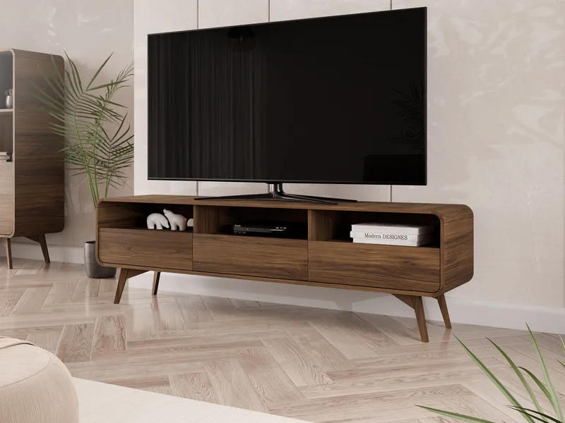 Corvan Golvstående Tv-bänk 180 cm med Förvaring i Valnöt - Brun - Möbler - Tv möbel & mediamöbel - TV bänk & mediabänk