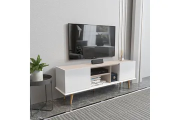Corvo Golvstående Tv-bänk 154,4 cm med Förvaring i Målat Trä - Vit|Beige - Möbler - Tv möbel & mediamöbel - TV bänk & mediabänk