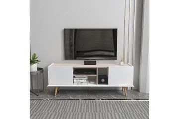 Corvo Golvstående Tv-bänk 154,4 cm med Förvaring i Målat Trä - Vit|Beige - Möbler - Tv möbel & mediamöbel - TV bänk & mediabänk