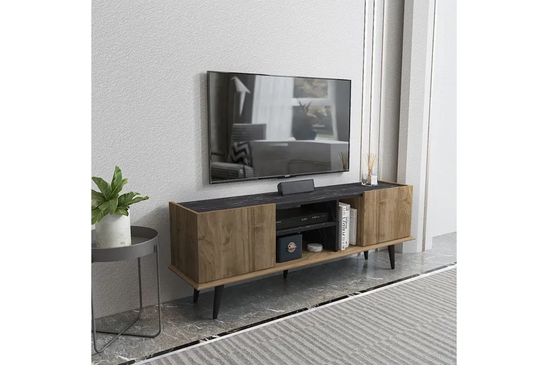 Corvo Tv-bänk 154,4 cm - Valnöt/Svart - Möbler - Tv möbel & mediamöbel - TV bänk & mediabänk