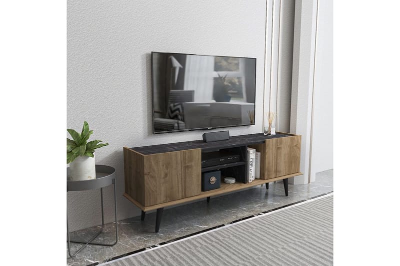 Corvo Tv-bänk 154,4 cm - Valnöt/Svart - Möbler - Tv möbel & mediamöbel - TV bänk & mediabänk