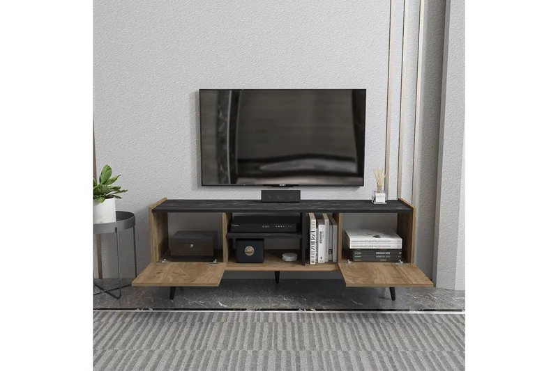 Corvo Tv-bänk 154,4 cm - Valnöt/Svart - Möbler - Tv möbel & mediamöbel - TV bänk & mediabänk