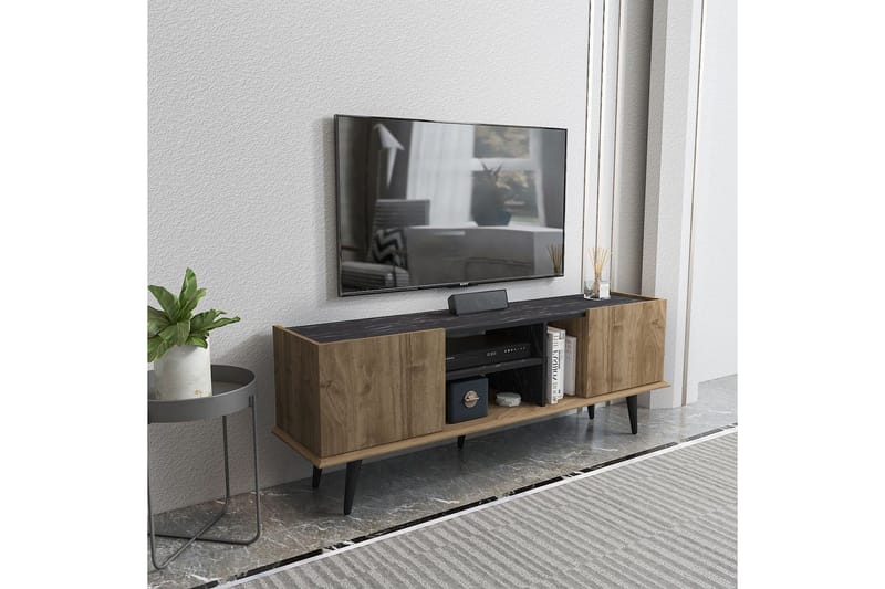 Corvo Tv-bänk 154,4 cm - Valnöt/Svart - Möbler - Tv möbel & mediamöbel - TV bänk & mediabänk