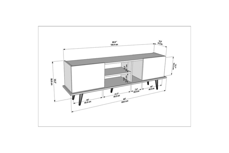 Corvo Tv-bänk 154,4 cm - Valnöt/Svart - Möbler - Tv möbel & mediamöbel - TV bänk & mediabänk