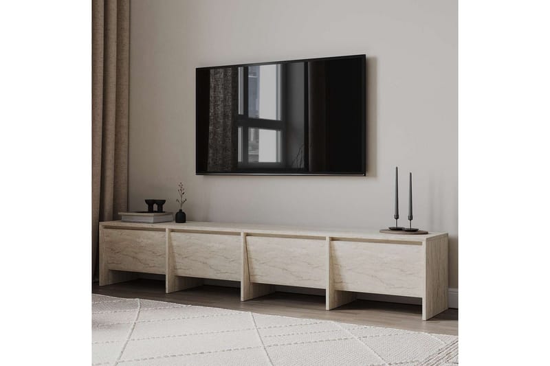 Crala Golvstående Tv-bänk 180 cm med Förvaring i Trä - Beige - Möbler - Tv möbel & mediamöbel - TV bänk & mediabänk