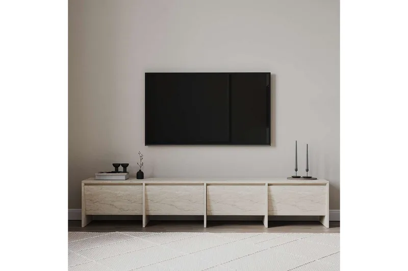 Crala Golvstående Tv-bänk 180 cm med Förvaring i Trä - Beige - Möbler - Tv möbel & mediamöbel - TV bänk & mediabänk