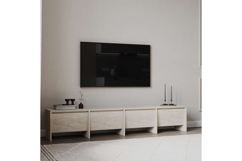 Crala Golvstående Tv-bänk 180 cm med Förvaring i Trä - Beige - Möbler - Tv möbel & mediamöbel - TV bänk & mediabänk