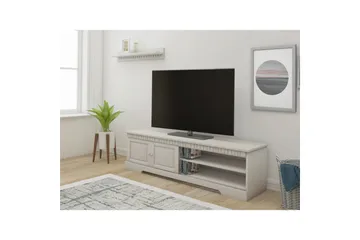 Cubrix Golvstående Tv Bänk 162 cm med Förvaring i Furu - Vit - Möbler - Tv möbel & mediamöbel - TV bänk & mediabänk
