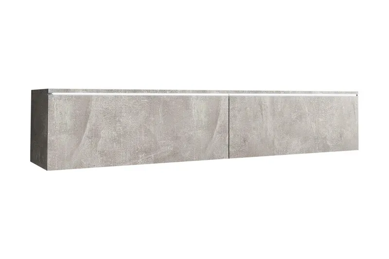 Cuguen TV-bänk 140 cm LED-belysning, Grå/Vit/Vit LED