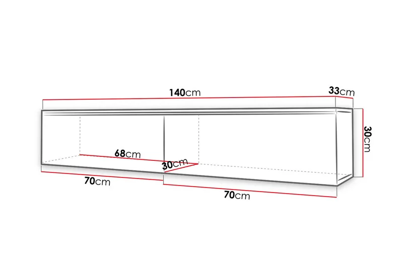 Cuguen TV-bänk 140 cm LED-belysning - Grå/Vit/Vit LED - Möbler - Tv möbel & mediamöbel - TV bänk & mediabänk