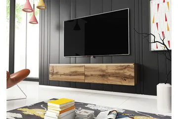 Cuguen TV-bänk 140 cm LED-belysning - Trä/Natur|Vit LED - Möbler - Tv möbel & mediamöbel - TV bänk & mediabänk
