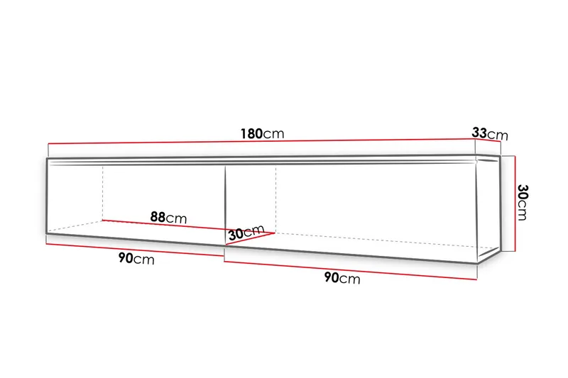 Cuguen TV-bänk 180 cm LED-belysning - Trä/Natur|Vit|Vit LED - Möbler - Tv möbel & mediamöbel - TV bänk & mediabänk