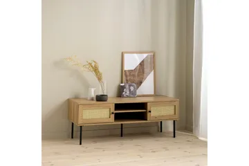 Cyndy Golvstående TV Bänk 120 cm med Förvaring i Ljust Trä - Beige - Möbler - Tv möbel & mediamöbel - TV bänk & mediabänk
