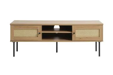 Cyndy Golvstående TV Bänk 120 cm med Förvaring i Ljust Trä - Beige - Möbler - Tv möbel & mediamöbel - TV bänk & mediabänk