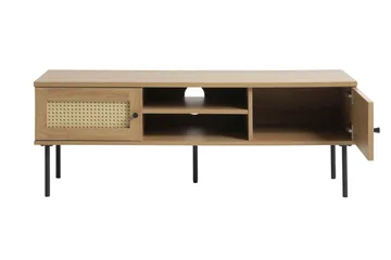 Cyndy Golvstående TV Bänk 120 cm med Förvaring i Ljust Trä - Beige - Möbler - Tv möbel & mediamöbel - TV bänk & mediabänk