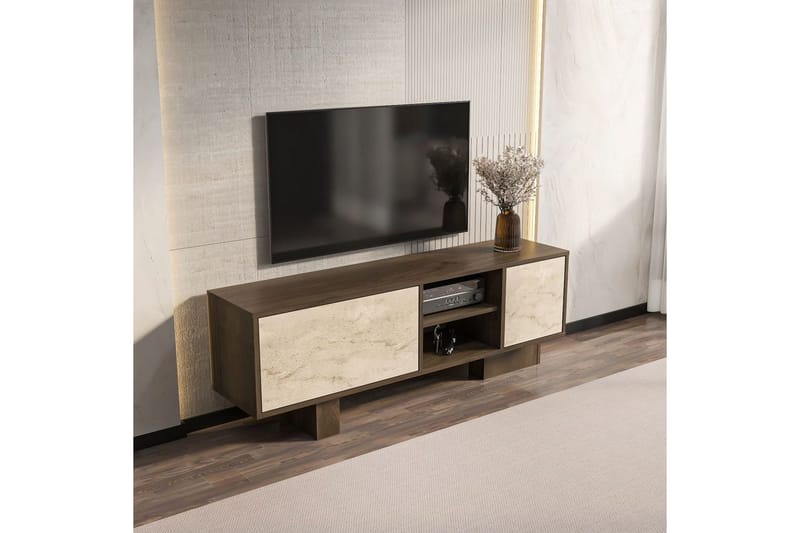 Dargaville Tv-bänk 150 cm - Valnöt/Travertine - Möbler - Tv möbel & mediamöbel - TV bänk & mediabänk