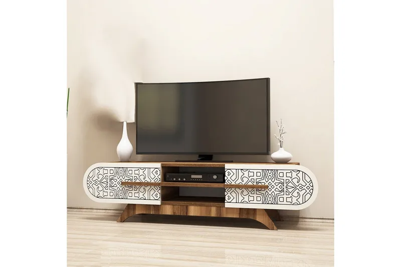 Defneia Tv-bänk 145 cm, Valnöt/Cream