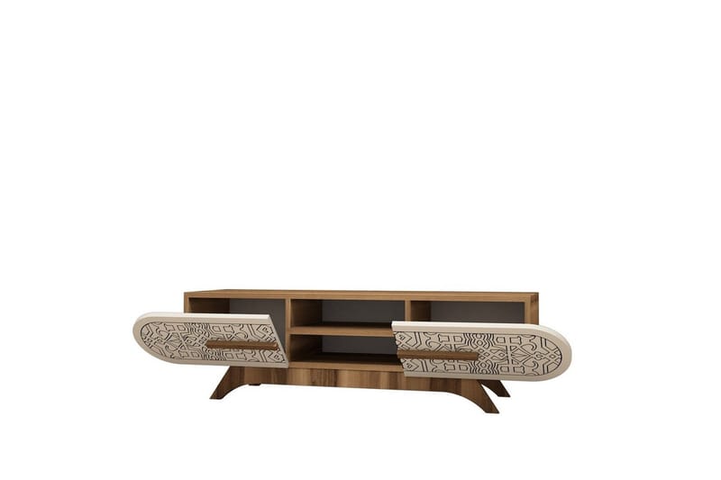 Defneia Tv-bänk 145 cm - Valnöt/Cream - Möbler - Tv möbel & mediamöbel - TV bänk & mediabänk