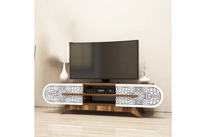 Defneia Tv-bänk 145 cm - Vit/Natur - Möbler - Tv möbel & mediamöbel - TV bänk & mediabänk