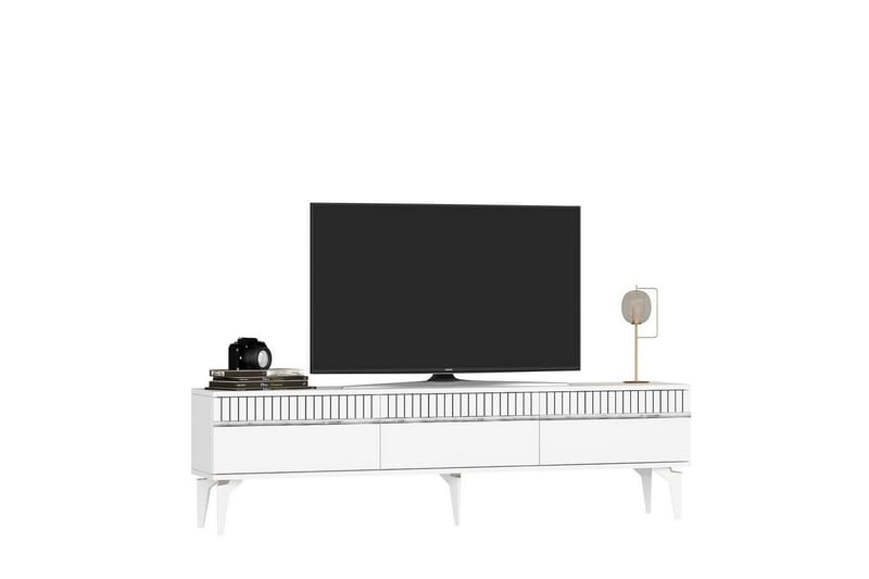 Defneia Tv-bänk 180 cm - Vit/Silver - Möbler - Tv möbel & mediamöbel - TV bänk & mediabänk